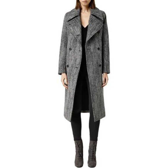 All Saints Jackets & Blazers - All Saints Aren Coat Size 4 Wool Hepburn Steampunk Modern Minimalist Herringbone